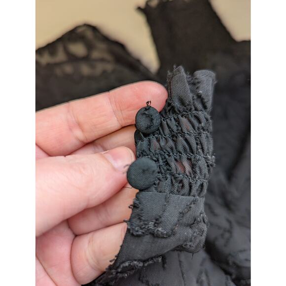 Vince Camuto Blouse Womens Small Black Leopard Print Mock Neck Witchy Feminine - Picture 9 of 9